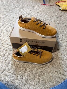 REVITALIGN Women's Mustard Corduroy Low-Top Sneakers